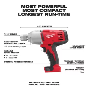 Milwaukee M18 18-Volt Lithium-Ion Cordless 7/16 in. Impact Wrench (Tool-Only)