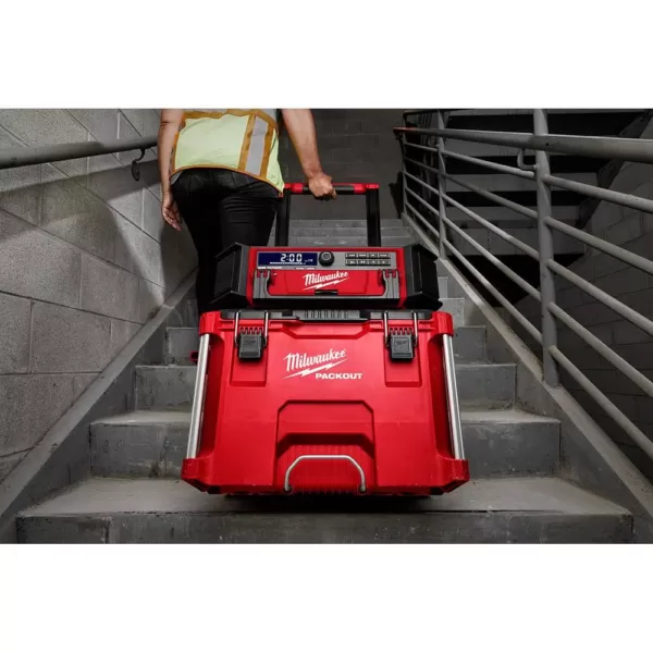 Milwaukee M18 Lithium-Ion Cordless PACKOUT Radio/Speaker with Built-In Charger and PACKOUT Dolly Multi-Purpose Utility Cart