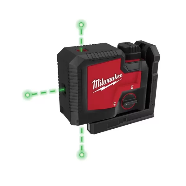 Milwaukee Green 100 ft. 3-Point Rechargeable Laser Level with REDLITHIUM Lithium-Ion USB Battery and Charger
