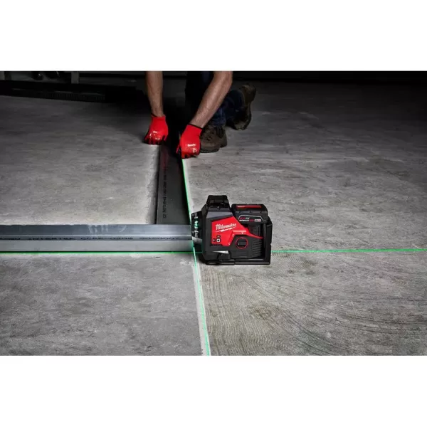 Milwaukee M12 12-Volt Lithium-Ion Cordless Green 250 ft. 3-Plane Laser Level Kit with One 4.0 Ah Battery, Charger and Case