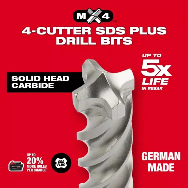 Milwaukee 5/32 in. x 4 in. x 6 in. SDS PLUS MX4 4-Cutter Carbide Hammer Drill Bit