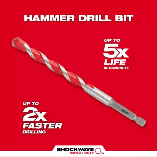 Milwaukee SHOCKWAVE Carbide Hammer Drill Bits Set (5-Pack)