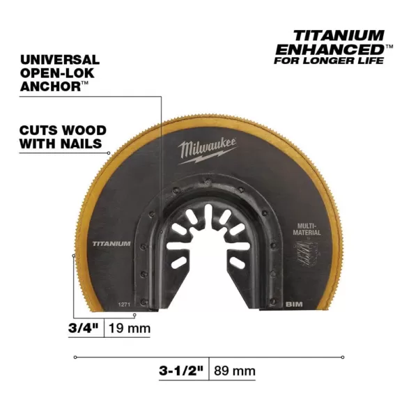 Milwaukee 3-1/2 in. Titanium Segmented Bi-Metal Universal Fit Oscillating Multi-Tool Blade (1-Pack)