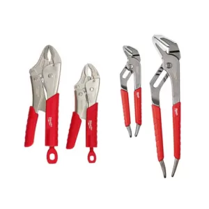 Milwaukee Torque Lock Curved Jaw Locking Pliers and 6 in. and 10 in. Straight-Jaw Pliers Set (4-Piece)