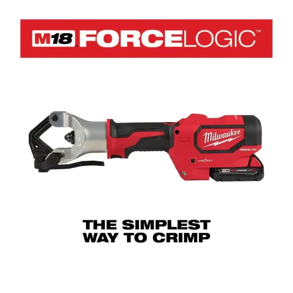 Milwaukee M18 18-Volt Lithium-Ion Cordless FORCE LOGIC 750 MCM Dieless Crimping Tool Kit with 2 2.0 Ah Batteries and Bag