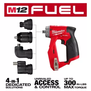 Milwaukee M12 FUEL 12-Volt Lithium-Ion Brushless Cordless 4-in-1 Installation 3/8 in. Drill Driver and Multi-Tool Set (Tool-Only)