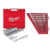 Milwaukee 1/2 in. Drive SAE/Metric Ratchet and Socket Mechanics Tool Set with SAE Combination Ratcheting Wrench Set (62-Piece)