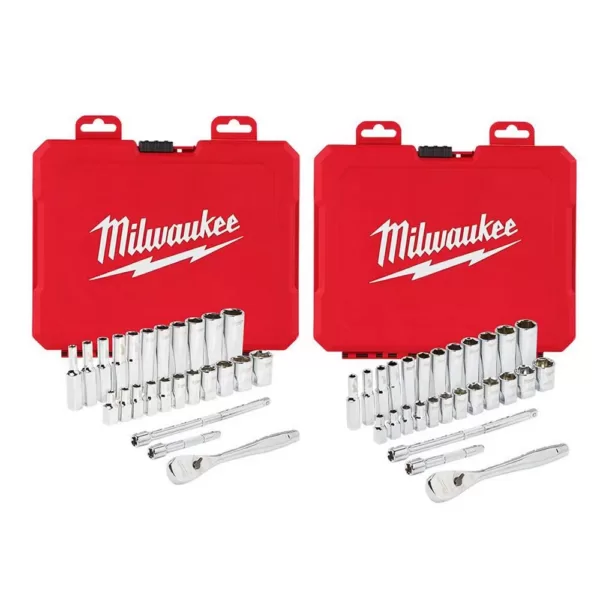 Milwaukee 1/4 in. Drive SAE/Metric Ratchet and Socket Mechanics Tool Set (54-Piece)