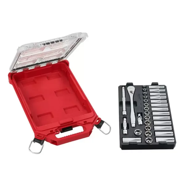 Milwaukee 3/8 in. Drive SAE/Metric Ratchet and Socket Mechanics Tool Set with PACKOUT Case (60-Piece)