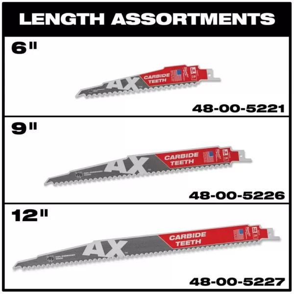 Milwaukee 9 in. 5 Teeth per in. AX Carbide Teeth Demolition Nail Embedded Wood Cutting SAWZALL Reciprocating Saw Blades (3 Pack)