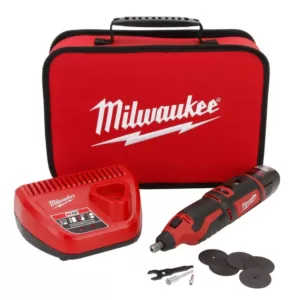 Milwaukee M12 12-Volt Lithium-Ion Cordless Rotary Tool Kit w/(1) 1.5Ah Battery, Charger, Tool Bag