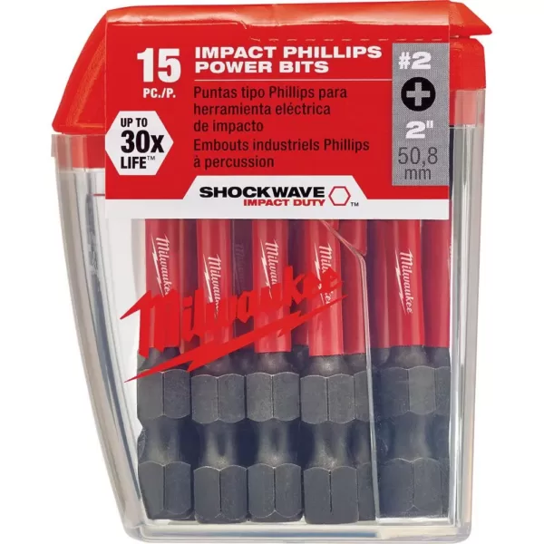 Milwaukee SHOCKWAVE 2 in. #2 Phillips Impact Duty Steel Driver Bits (60-Pack)
