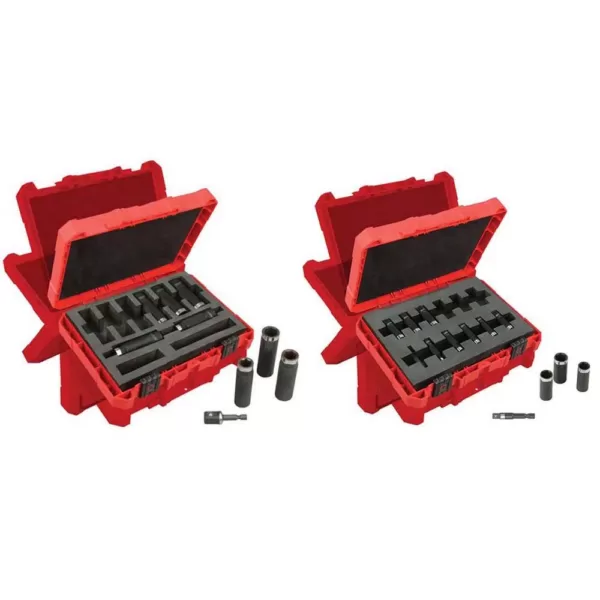 Milwaukee 1/2 in. Drive SAE and 1/4 in. Drive Metric SHOCKWAVE Impact Duty Deep Well Socket Set (21-Piece)