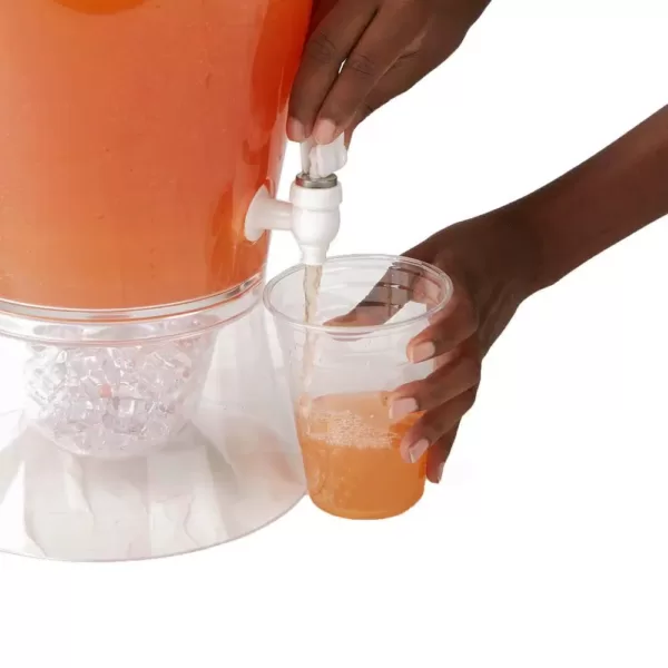 Mind Reader 24 oz. Clear Beverage Dispenser with Fruit Infuser and Ice Cone Drink Holder with Lid, Perfect for Parties