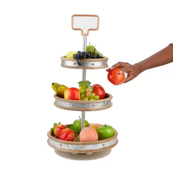 Mind Reader 3-Tier Silver Cake Stand with Handle
