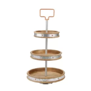 Mind Reader 3-Tier Silver Cake Stand with Handle