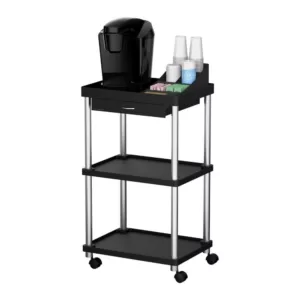 Mind Reader 3-Tier 7-Compartment Rolling Black Coffee Cart