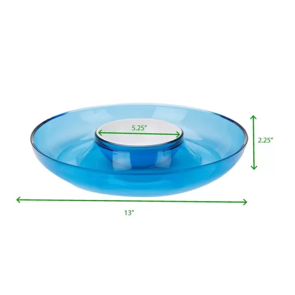 Mind Reader 13 in. x 2.25 in. Blue Acrylic Chip & Dip Bowl, Acrylic Tinted Snack Bowl, Kitchen, Countertop Bowl