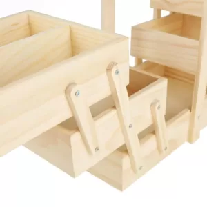 Mind Reader Wood Sewing Kit Organizer Box for Needles Thread Scissors, Brown