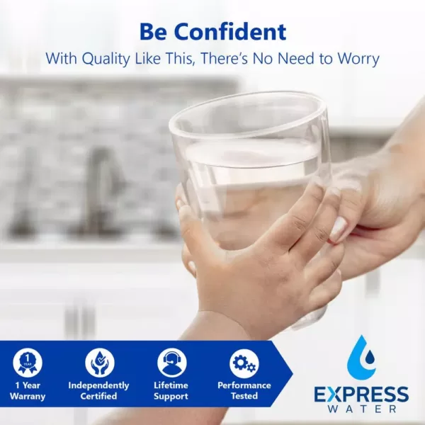 Express Water Express Water Reverse Osmosis 5 Stage Water Filtration System – with Faucet, Tank, and 4 Replacement Filters – 100 GPD