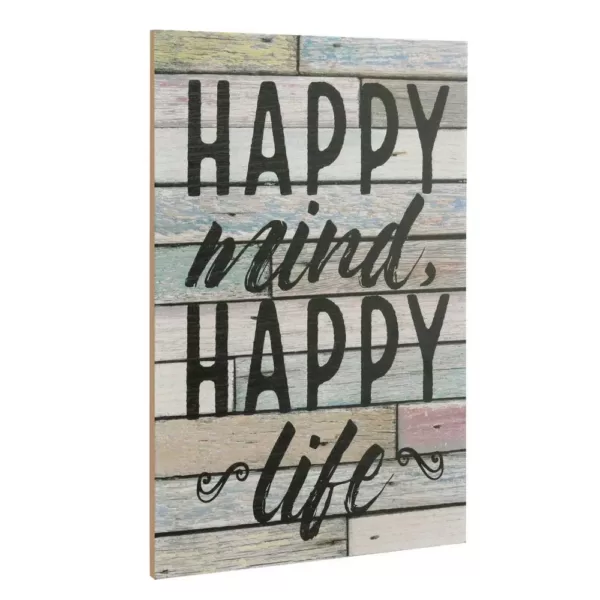 Stonebriar Collection 15 in. x 10 in. Happy Mind Wooden Wall Art