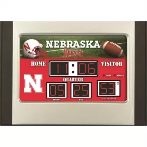 Team Sports America University of Nebraska NCAA Multi-Color Scoreboard Alarm Clock