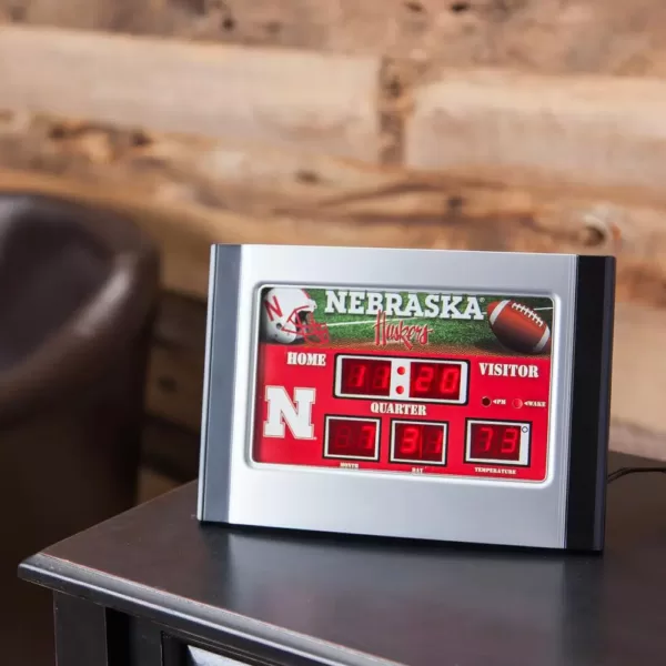 Team Sports America University of Nebraska NCAA Multi-Color Scoreboard Alarm Clock