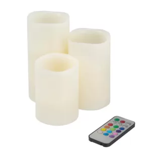 Lavish Home 3-Piece LED Color Changing Flameless Votive Candle Set with Remote
