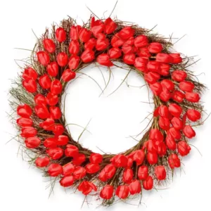 National Tree Company 32 in. Red Tulip Wreath