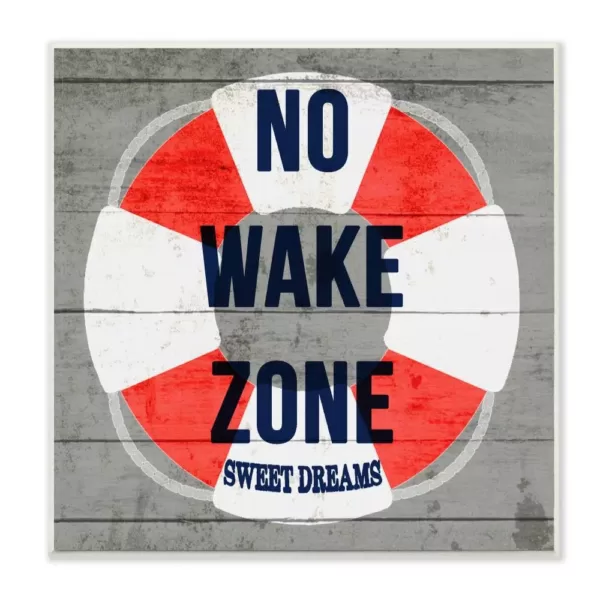 Stupell Industries 12 in. x 12 in. "No Wake Zone Life Raft" by Daphne Polselli Printed Wood Wall Art