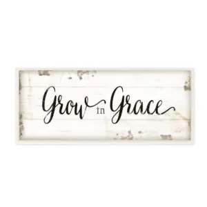 Stupell Industries 7 in. x 17 in. "Grow In Grace Cursive Typography" by Jennifer Pugh Printed Wood Wall Art