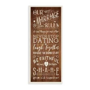 Stupell Industries 7 in. x 17 in. "Our Marriage Rules" by Stephanie Workman Marrott Printed Wood Wall Art