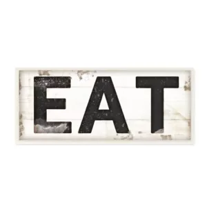 Stupell Industries 7 in. x 17 in. "EAT Typography Vintage Sign" by Jennifer Pugh Printed Wood Wall Art