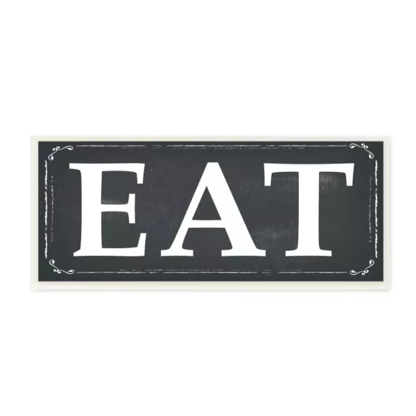 Stupell Industries 7 in. x 17 in. "EAT Black and White" by ND Art Printed Wood Wall Art