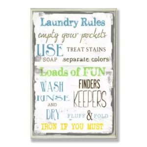 Stupell Industries 12.5 in. x 18.5 in. "Laundry Rules Typography" by Taylor Greene Printed Wood Wall Art