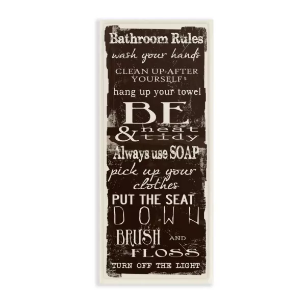 Stupell Industries 7 in. x 17 in. "Bathroom Rules Chocolate White" by Taylor Greene Printed Wood Wall Art