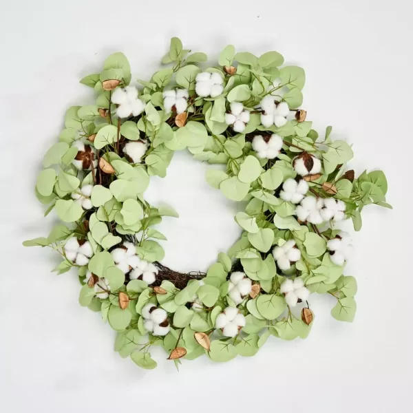 Worth Imports 24 in. Cotton with Lvs Wreath