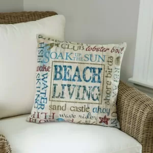 Heritage Lace Beach Living Multicolored Striped 18 in x 18 in Throw Pillow Cover