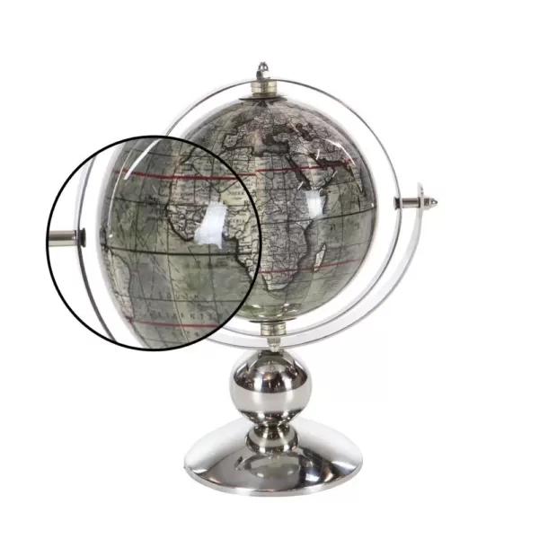 LITTON LANE 10 in. x 8 in. Modern Decorative Globe in Brown and Silver