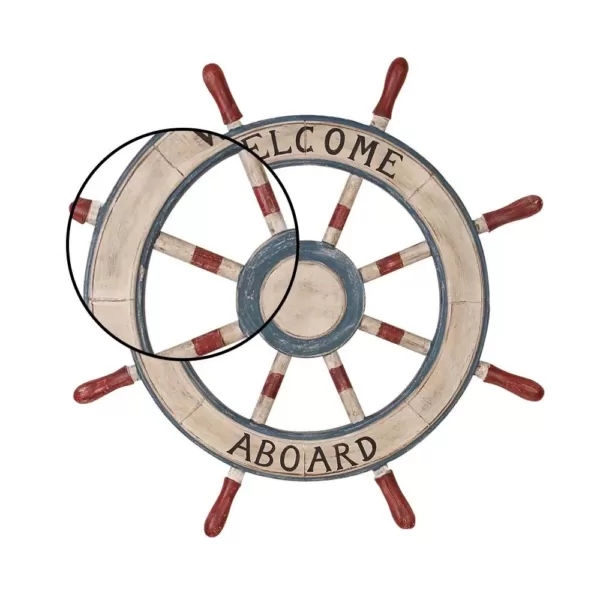 LITTON LANE 23 in. Dia Nautical Welcome Aboard Wooden Ship Wheel