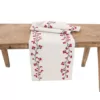 Manor Luxe 16 in. x 36 in. Holly Berry Branch Crewel Embroidered Christmas Table Runner, Natural