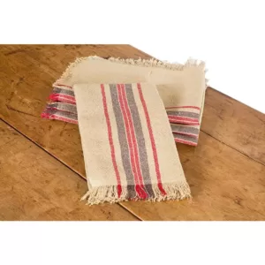 Xia Home Fashions Linen Stripe 14 in. x 22 in. Natural Tea Towels (Set of 4)