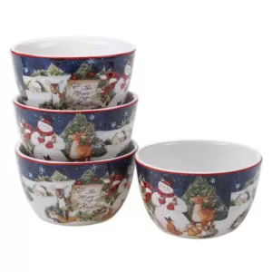 Certified International Magic of Christmas Snowman 22 oz. Multicolored Earthenware Ice Cream Bowl (Set of 4)