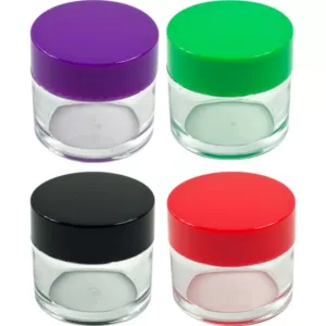 Stalwart 12-Piece 20 mL Clear Plastic Storage Jars with Colored Lids