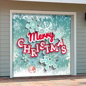 My Door Decor 7 ft. x 8 ft. Merry Christmas Cut Paper Holiday Garage Door Decor Mural for Single Car Garage
