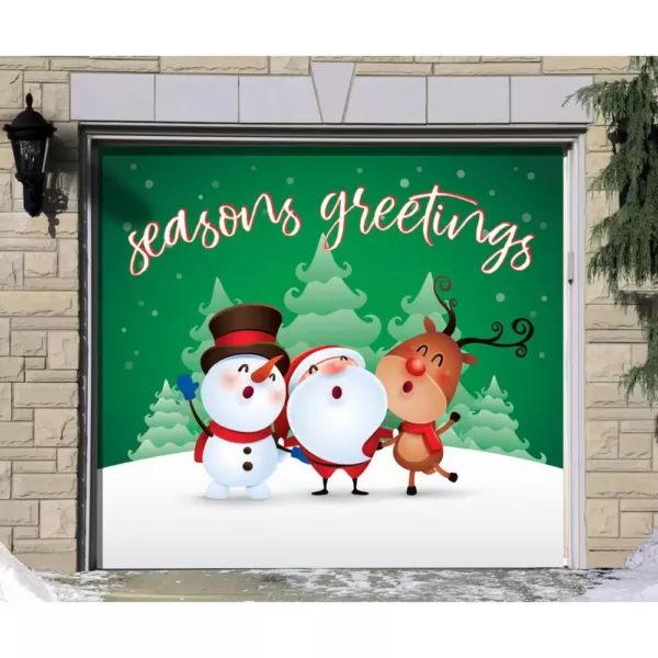 My Door Decor 7 ft. x 8 ft. Christmas Characters Seasons Greetings-Christmas Garage Door Decor Mural for Single Car Garage