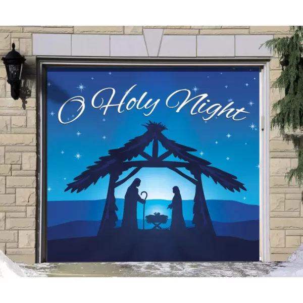 My Door Decor 7 ft. x 8 ft. Nativity Scene O'Holy Night-Christmas Garage Door Decor Mural for Single Car Garage