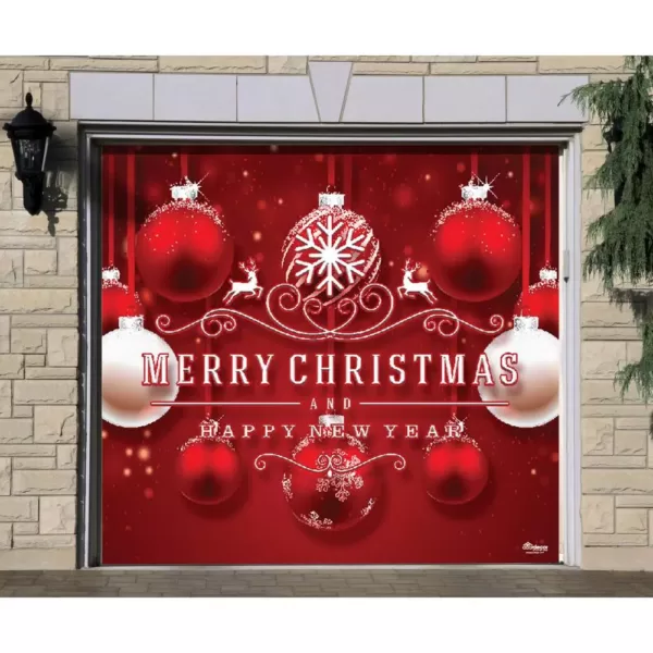 My Door Decor 7 ft. x 8 ft. Red Ornaments-Christmas Garage Door Decor Mural for Single Car Garage