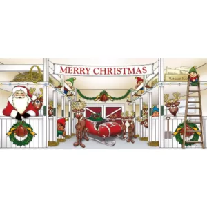 My Door Decor 7 ft. x 16 ft. Huge Santa's Reindeer Barn Christmas Garage Door Decor Mural for Double Car Garage