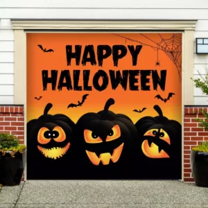 My Door Decor 7 ft. x 8 ft. Happy Halloween Jack-O-Lanterns Garage Door Decor Mural for Single Car Garage